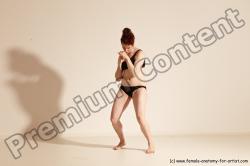 Underwear Martial art Woman White Moving poses Average long brown Dynamic poses Academic